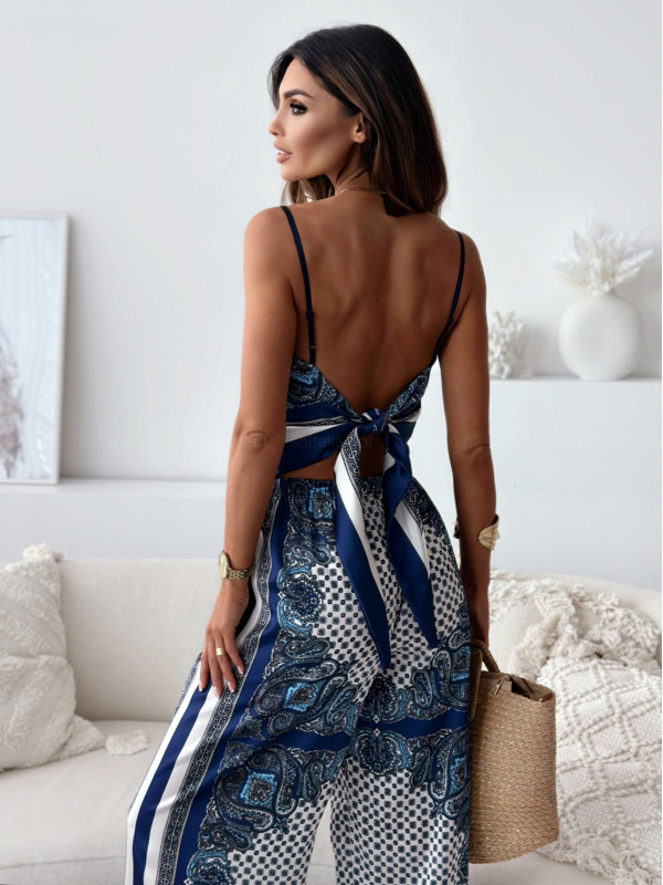 Women Clothing Printed Sexy Spaghetti Straps Corset Positioning Floral Trousers Two Piece Sets