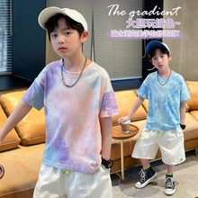 全棉儿童短袖t恤夏季2025新款男童纯棉上衣潮中小童童装一件代发