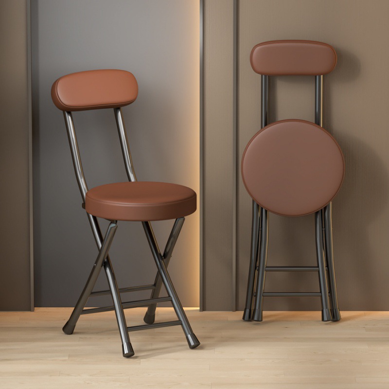 Silla plegable, taburete, silla para el hogar, mesa de comedor, taburete alto, taburete redondo pequeño, banco de respaldo con correa de caballo, simple y portátil