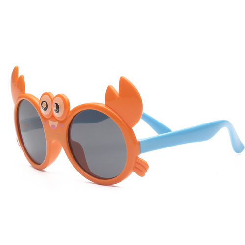 OleOle 2024 New Silicone Children's Polarized Sunglasses Cartoon Crab Cute Aviator Sunglasses UV Protection Goggles