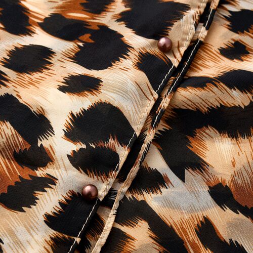 Summer leopard print chiffon sunshading coat with pearl buttons beach robe swimsuit coverall