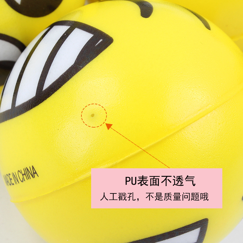 Pelota de espuma PU de 63 mm con cara sonriente juguete educativo antiestrés para niños