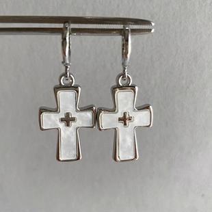 Retro Sexy Style Blue Cross Earrings 2025 New Style Versatile Earrings for Women with High Appearance and Stylish