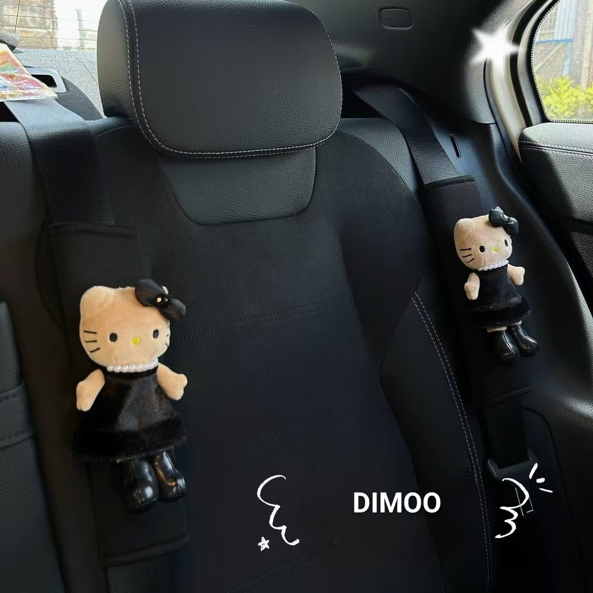 Popular Internet Celebrity Seatbelt Shoulder Pad Long-Legged Hello Kitty Chanel-Style Protective Cover Cute Plush Doll Car Hanging Ornament