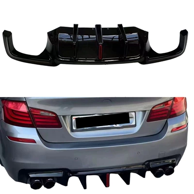Suitable for Bmw 5 Series F10/F18 with Lighted Rear Lip M5 Dual Blade Rear Lip 2011-2016 Models Carbon Pattern Four-Way Exhaust (Big Surrounded)