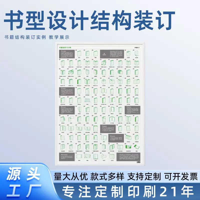 书型设计结构装订100实例海报书本印刷制作案例宣传单面展示彩页