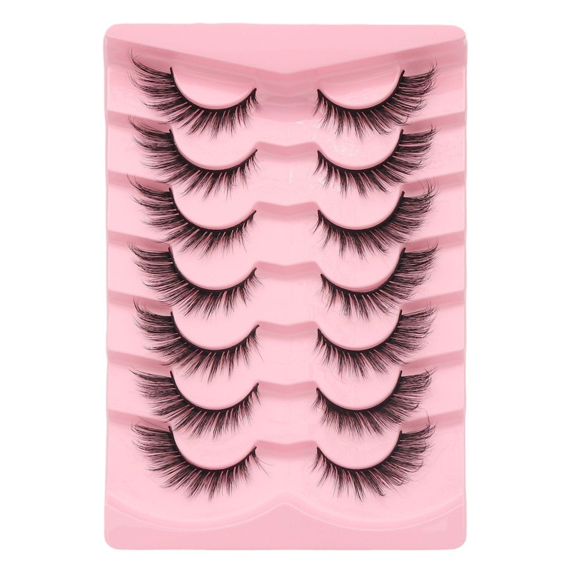 7 pares 3D gruesos exagerados rizos pestañas de una sola pieza Pestañas postizas de ojo de gato de zorro europeo y americano transfronterizo oblicuo
