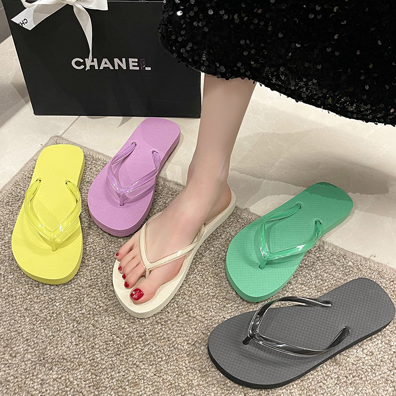 Chanclas de verano para mujer, estilo de verano, estudiante de moda, personalidad antideslizante, pinzas, lindas sandalias y zapatillas de playa coreanas