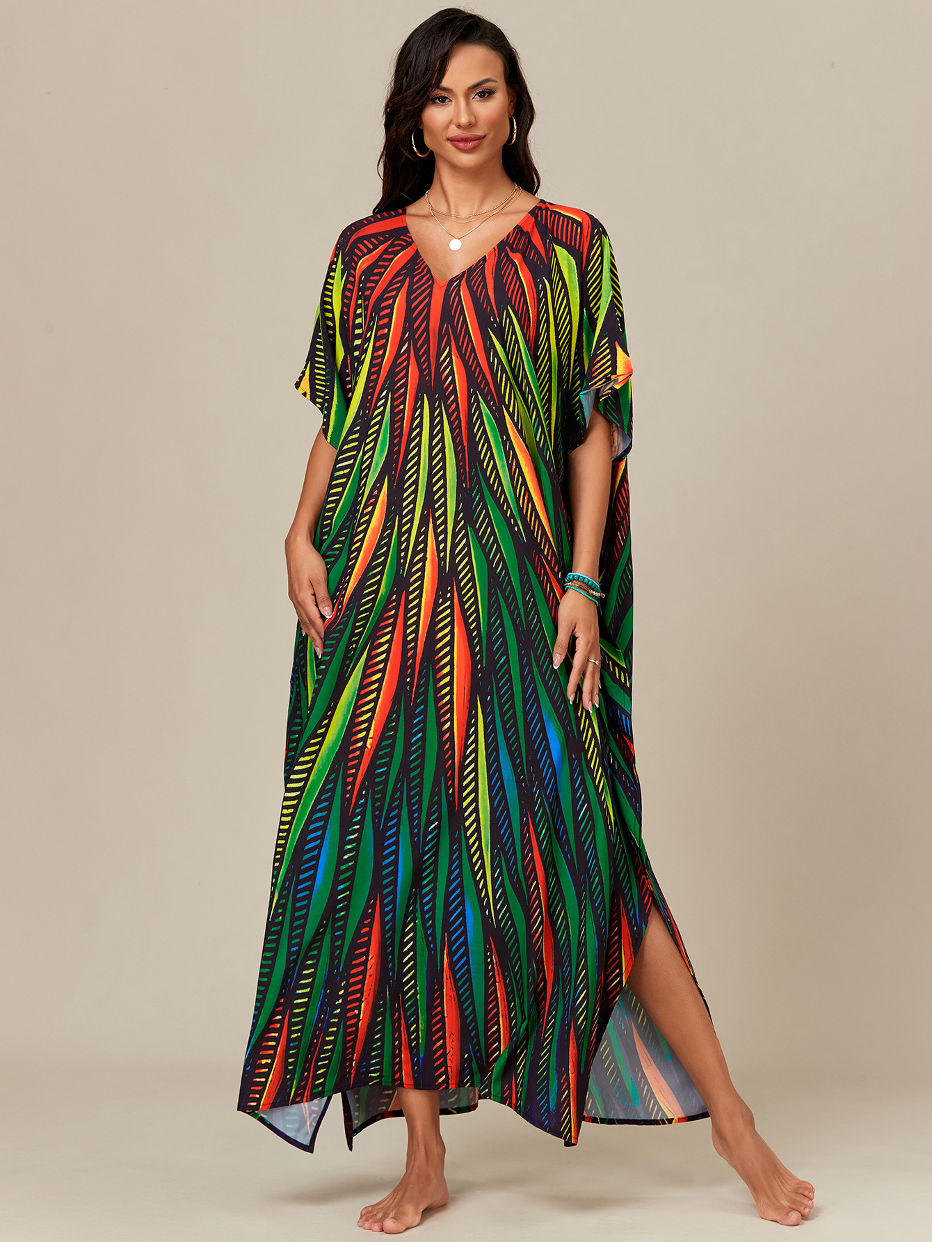 Nuevo posicionamiento transfronterizo europeo y americano blusa de playa estampada túnica suelta de vacaciones blusa exterior de bikini 5025