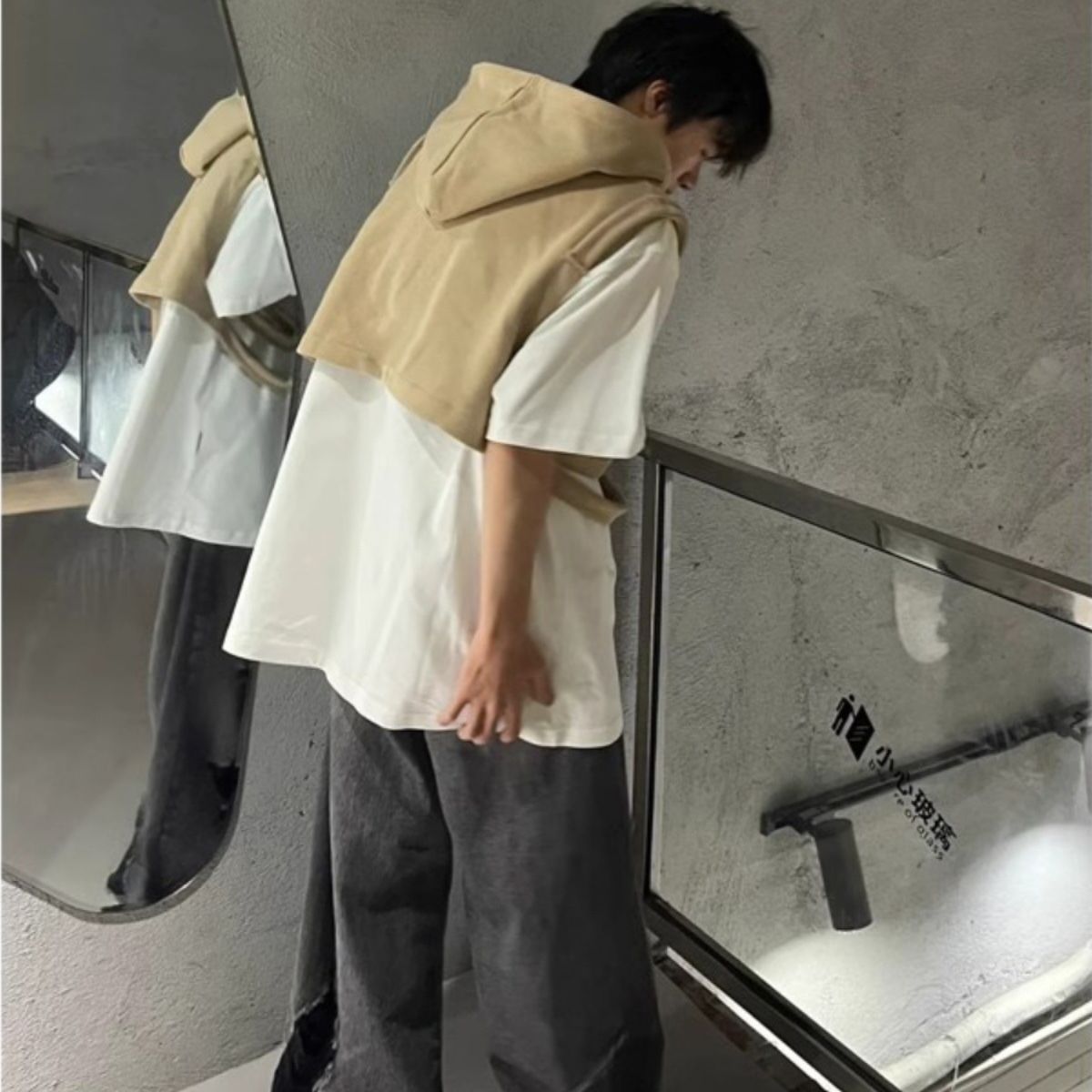 Cráneo costilla chaleco hombres otoño diseño sentido nicho moda marca pu shuai frito calle chaleco americano sin mangas con capucha chaleco