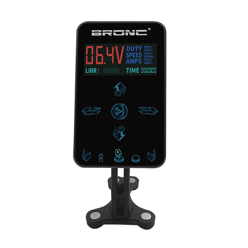 BRONC037P+ Tattoo Power Supply with LCD Display, Aurora Power, Foot Pedal Automatic Transformer, Tattoo Equipment