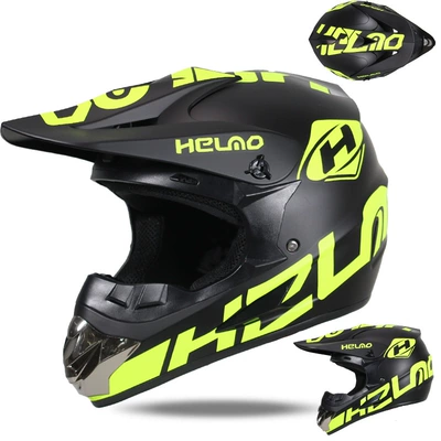 Motorcycle Safety Supplies — Helmet with Detachable Visor, Suitable - green-h-s