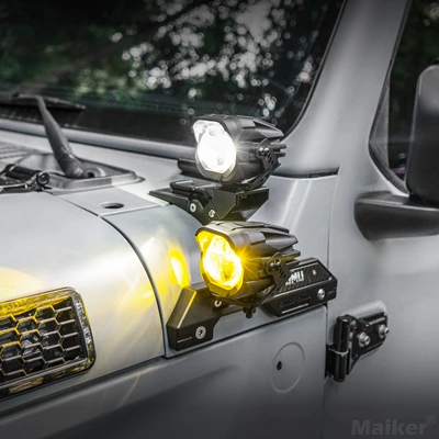 OMU Yellow and White Double Color Flash Wrangler A- pillar Spotlight Non-destructive Modification Off-road Vehicle Searchlight for Wrangler (İşçi projektorları)