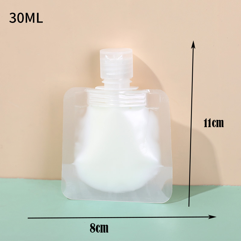 Kaizheng en stock 30ml loción esmerilada bolsa de viaje Portátil Bolsa de gel de ducha Flip bolsa de embalaje de la boquilla