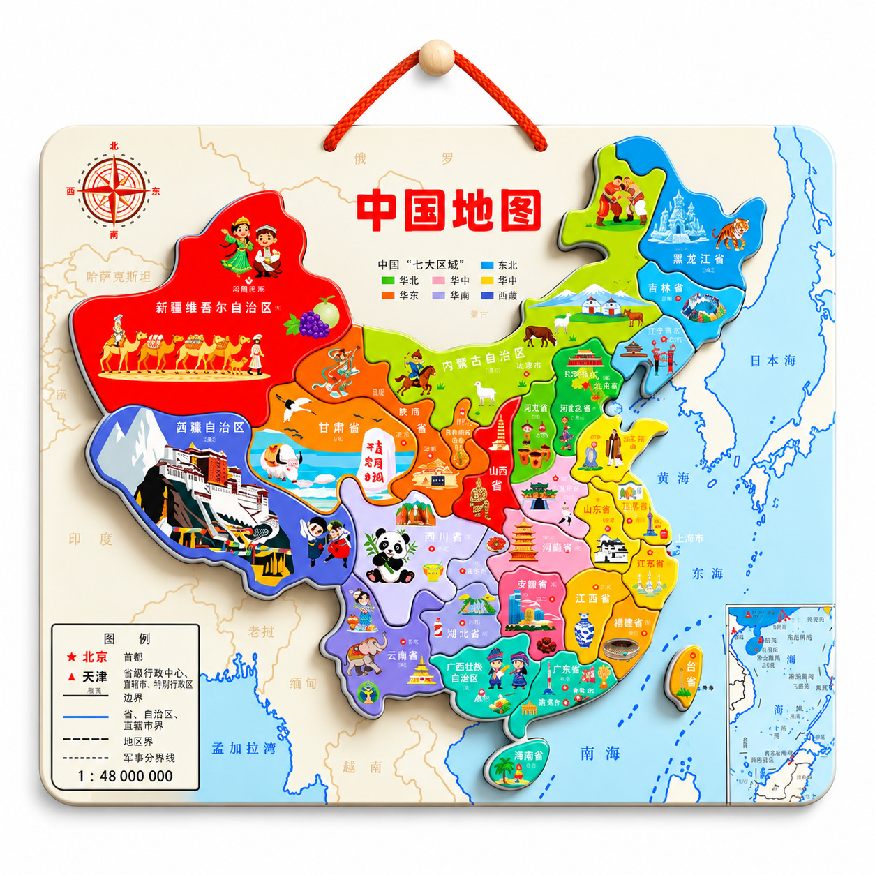 Rompecabezas magnético del mapa de China para edades de 3 a 6 años, para colgar en la pared, regalo para estudiantes de primaria y secundaria, juguete educativo, geografía mundial magnética.