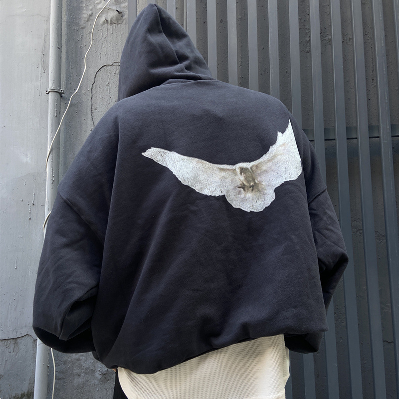 Money Enemy Kanye Yzy Three-Party Collaboration Dove Peace Dove Sweatshirt High Street Double-Layer Heavyweight Hoodie Trendy