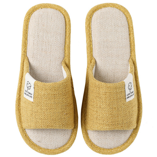 New sweat-absorbent and odorless household indoor wooden floor slippers for women, four-season linen slippers for men, universal for couples