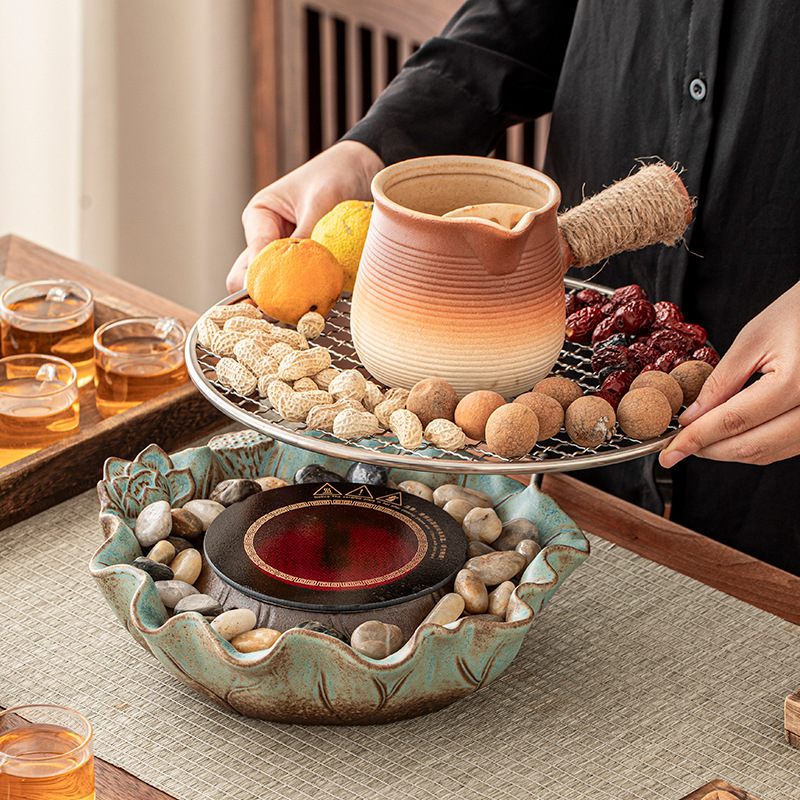 Tea Brewing Set with Electric Ceramic Stove for Home Use, Adjustable Temperature, Suitable for Brewing Tea, Roasting Milk Tea, and Making Tea in a Pot