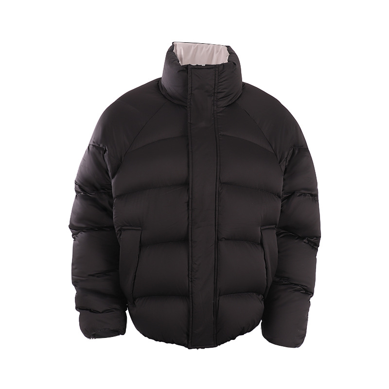 Cross-Border Factory New White Duck down Short down Jacket Men's Thickened Warm Stand Collar Zipper Pocket Solid Color Fashion