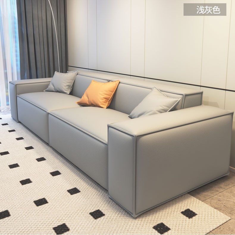 Black Tofu Block Sofa, Trendy Tech Fabric, Nordic Latex Straight Row Square Fabric Sofa for Living Room or Rental Apartment