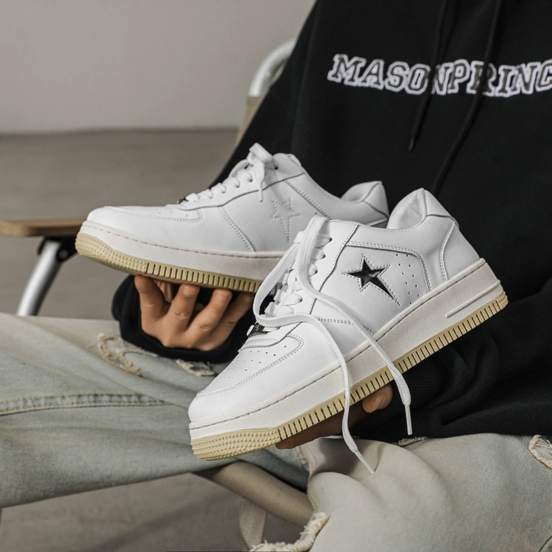 Niche Original Coupe Star Обувь для скейтборда Мужская модная универсальная повседневная обувь на толстой подошве в гонконгском стиле Ретро-увеличивающие рост белые туфли для женщин