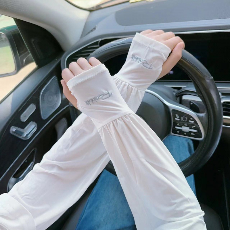 廠家寬鬆版冰袖防曬袖套男女刺繡R款戶外騎行遮陽護手臂套手袖