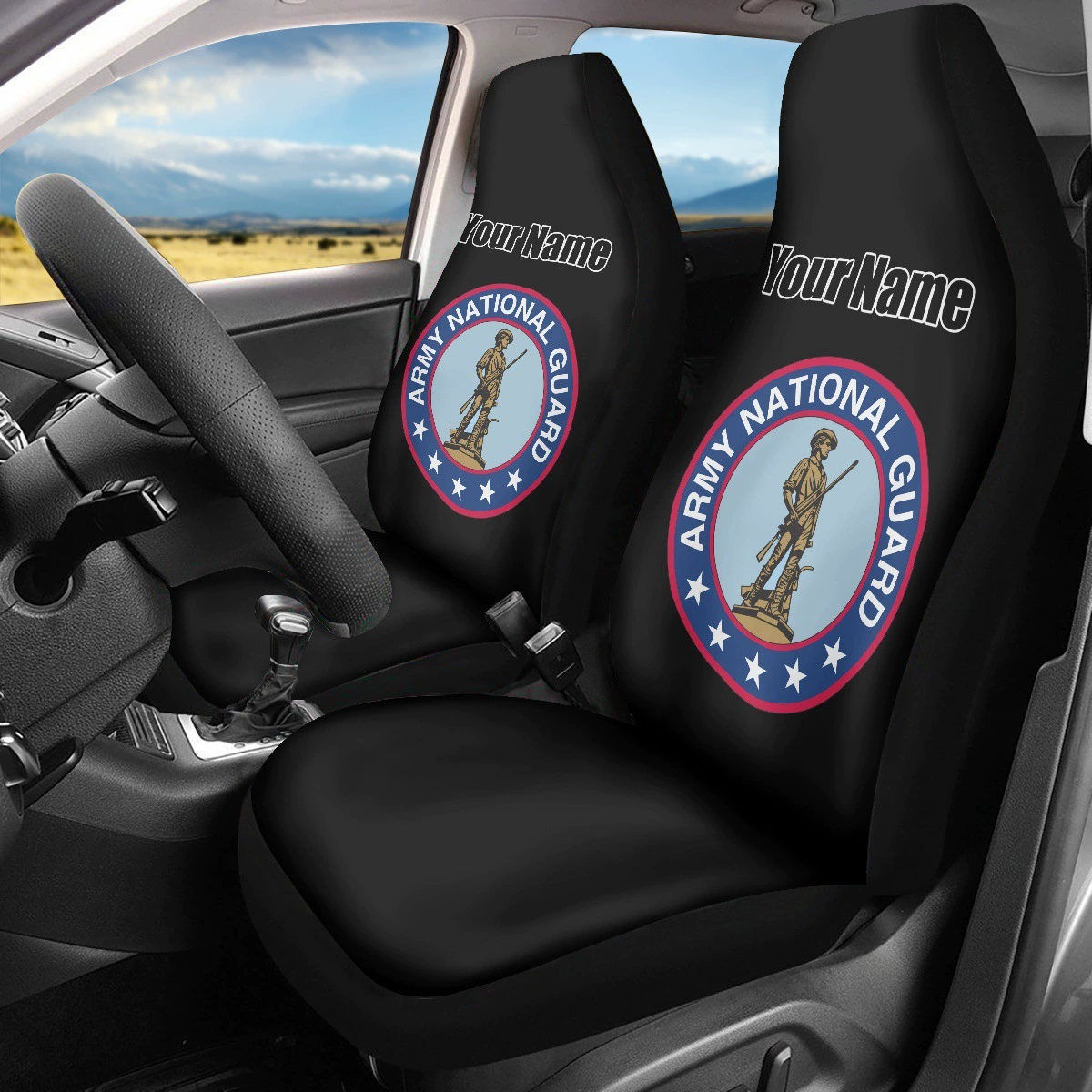Полностью печатный чехол на автомобильное сиденье с логотипом Национальной гвардии США.