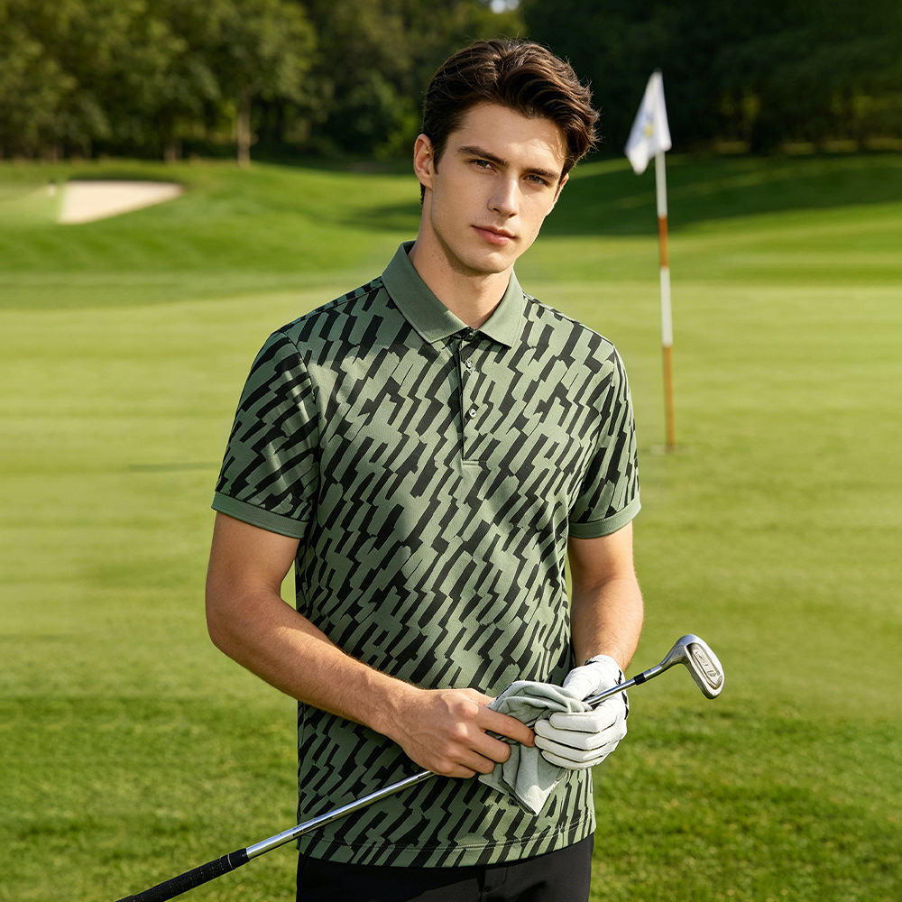 Golf Clothing Summer Short-Sleeved Contrasting Color Polo Shirt Men's Fashionable and Versatile High-Quality Printed Sports Clothing