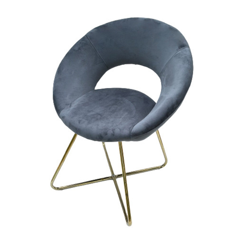 Transfronterizos simple silla de comedor redonda de espalda al por mayor taburetes de comedor casero silla de ocio silla de comedor de terciopelo tipo luna
