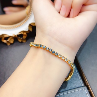 New natural Topaz bracelet S925 silver inlaid main stone 3*3mm Joker net red explosions women's jewelry wholesale