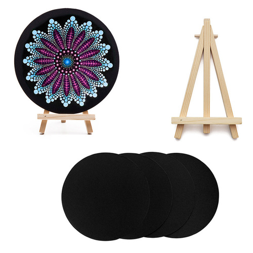 Cross-border painting tools 5-piece set thickened round 4 pieces of black cardboard 1 mini easel art supplies