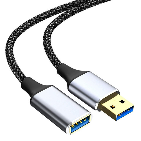 [USB3.0 Male to Female] Black Braid
