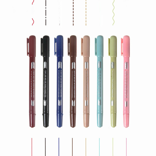 Star Seed Dual-Head Floral Contour Curve Pen, Roller Floral Edge Handmade Report Hook Line Handwritten Diary Highlighter Pen