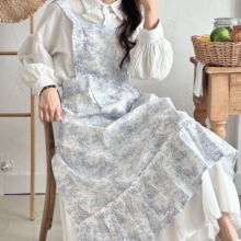 法式水墨鱼尾外贸韩国出口围裙韩式纯棉工厂批发ins风