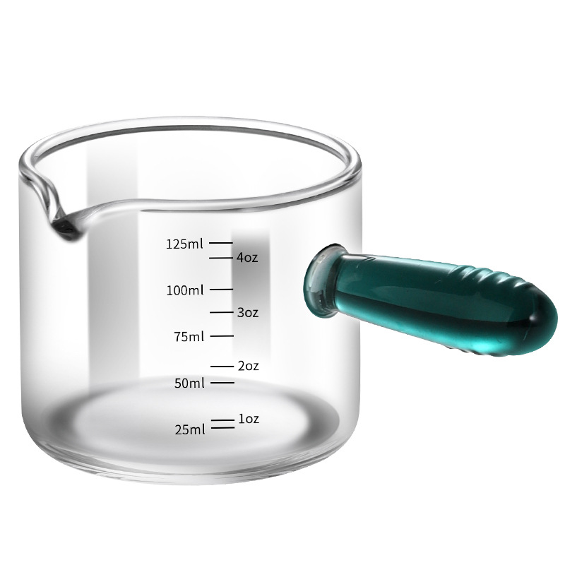 80/150ml Espresso mérőpohár üveg fogantyúval V alakú szájjal Cukor Tejes Kancsó Kávé Kellékek Mérőbögre Konyhai Fűszeres Pohár_voghion.com