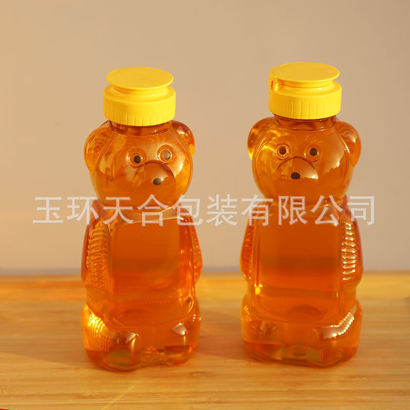 350ml透明PET食品级塑料瓶 蜂蜜冷饮果汁瓶一次性密封商用空瓶