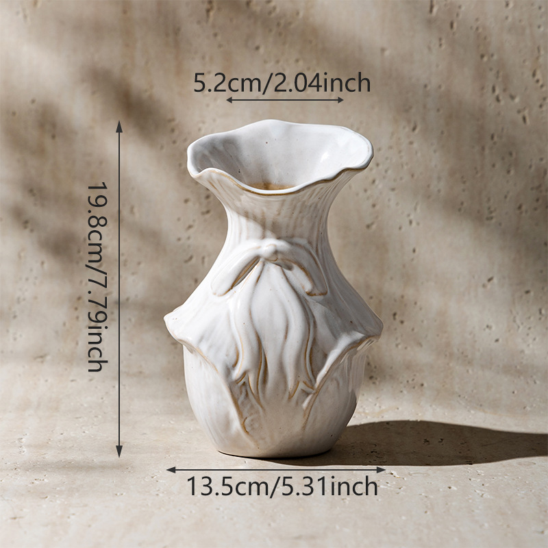 Vase à roses de style européen, blanc, en céramique simple, pour salon ou table à manger, fleurs séchées et fraîches. Bloemen Deko Decoratie Blumenstrauß_voghion.com