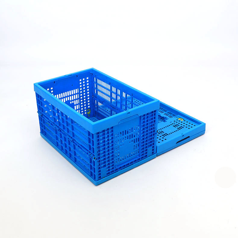 加厚拆叠塑料周转筐大号塑胶筐拆叠中转收纳蓝筐水果蔬