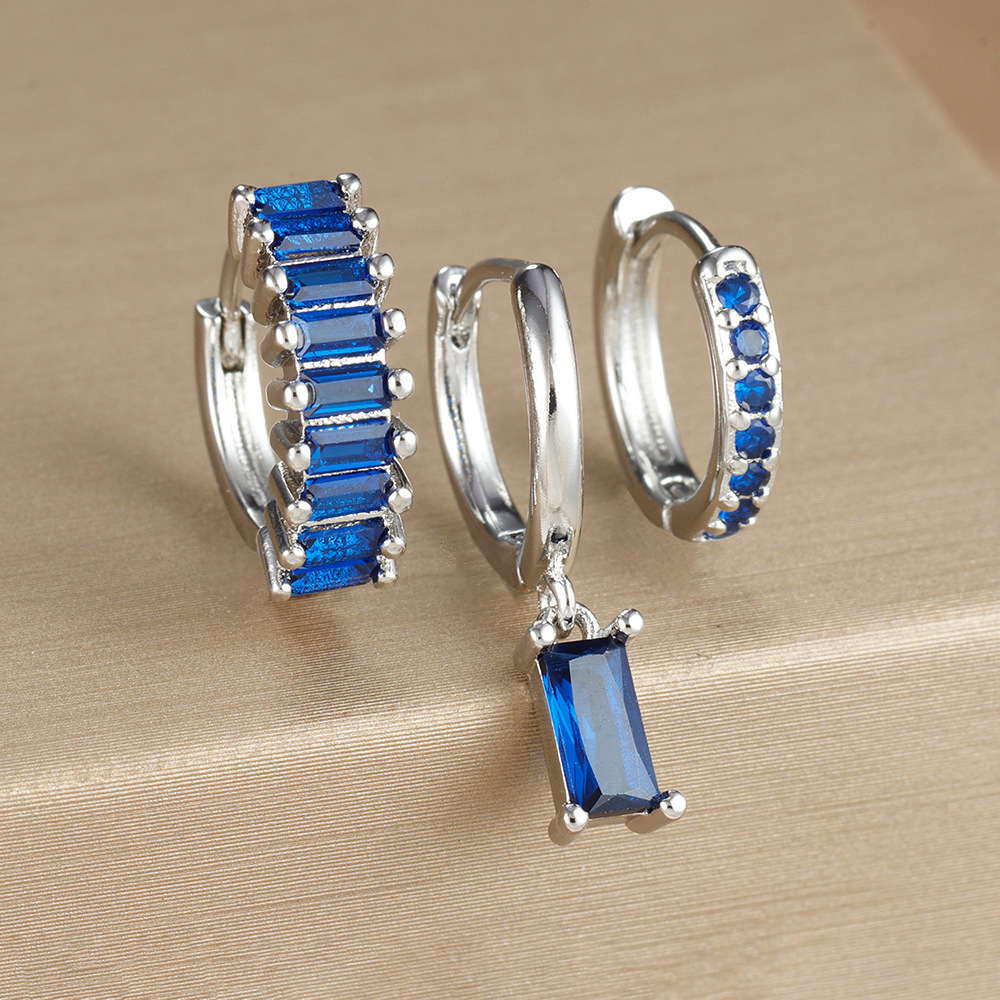 10g Weight Copper Ear Needle Material Zircon Inlay Material Earrings Classification 3 Pieces Quantity Holiday, Daily Occasion Copper Material Water Droplets Pattern Women's Gender Plating Design Simple Style Style 3 Pieces Simple Style Water Droplets Plating Copper Zircon Earrings 17