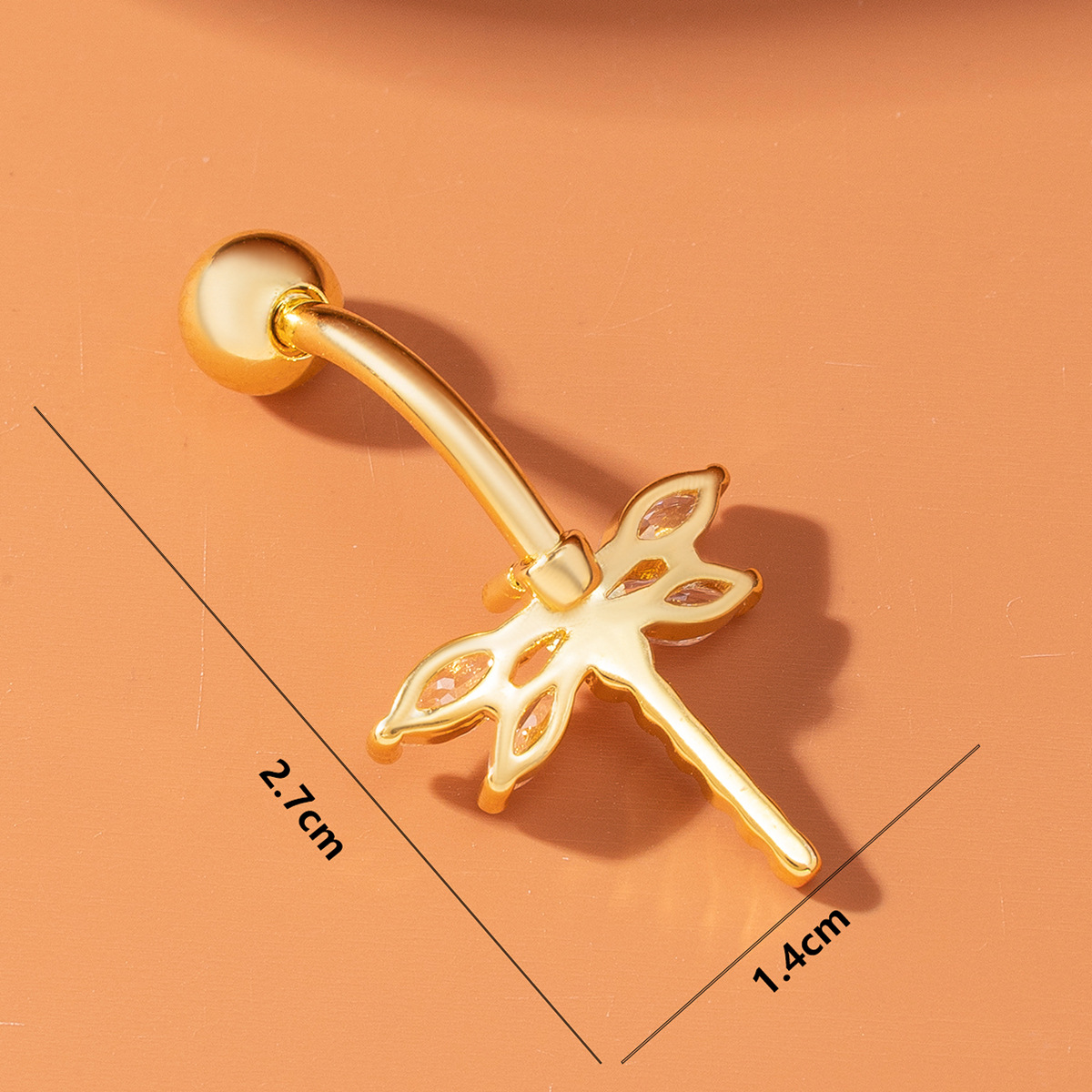 Piercing nombril libellule avec zircon - bijou de ventre élégant_voghion.com