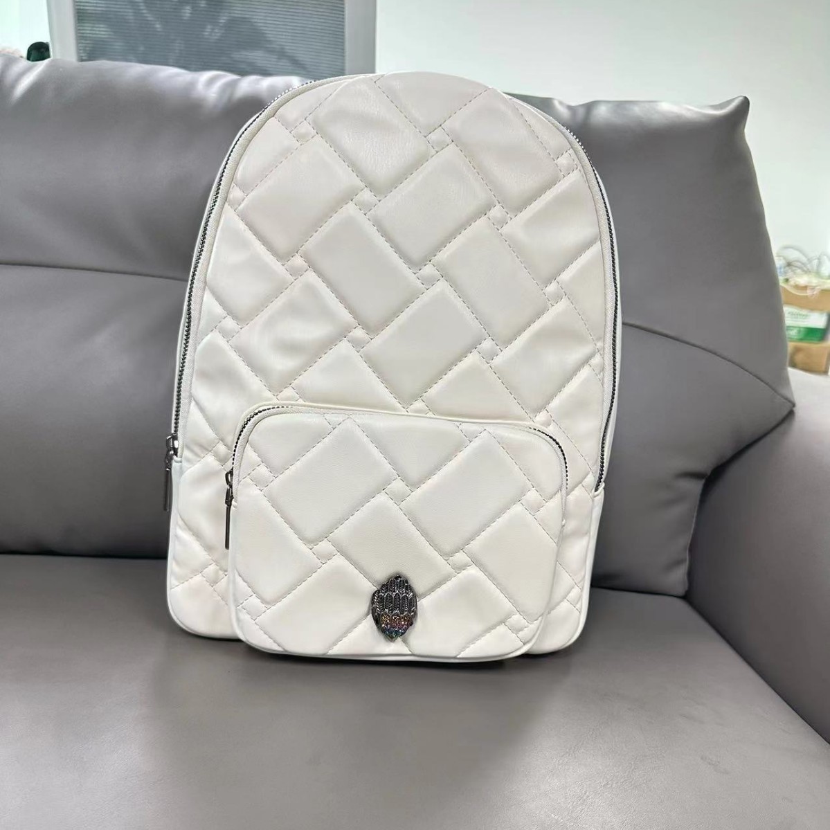 Capacious backpack with diamond pattern for leisure, Korean style