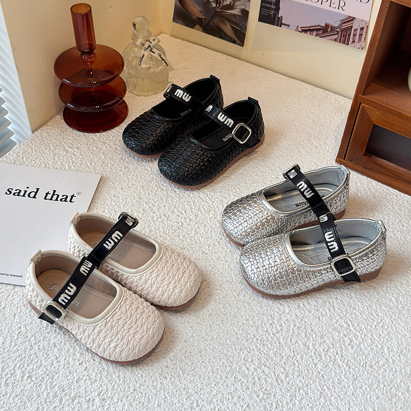 Children's Leather Shoes 2026 Woven Princess Shoes Spring and Autumn New Style Girls' Single Shoes Soft-Soled Baby Shoes Stylish Performance Shoes
