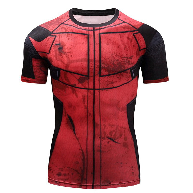 Qianxiong 3D Printed Aliexpress Men's T-Shirt Short-Sleeved Punisher High Elastic Fitness Bodysuit Sports Quick-Drying Clothing