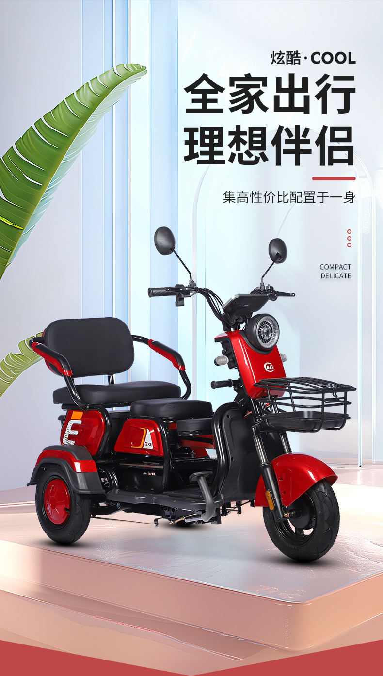 Electric Tricycle Adult Household Small Elderly Pick-up Children to School Electric Tricycle Women's Battery Car Step