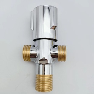 Factory direct copper one-in-two-out explosion-proof triangle valve household 4 points cold and hot water dual-use quick-open copper angle valve