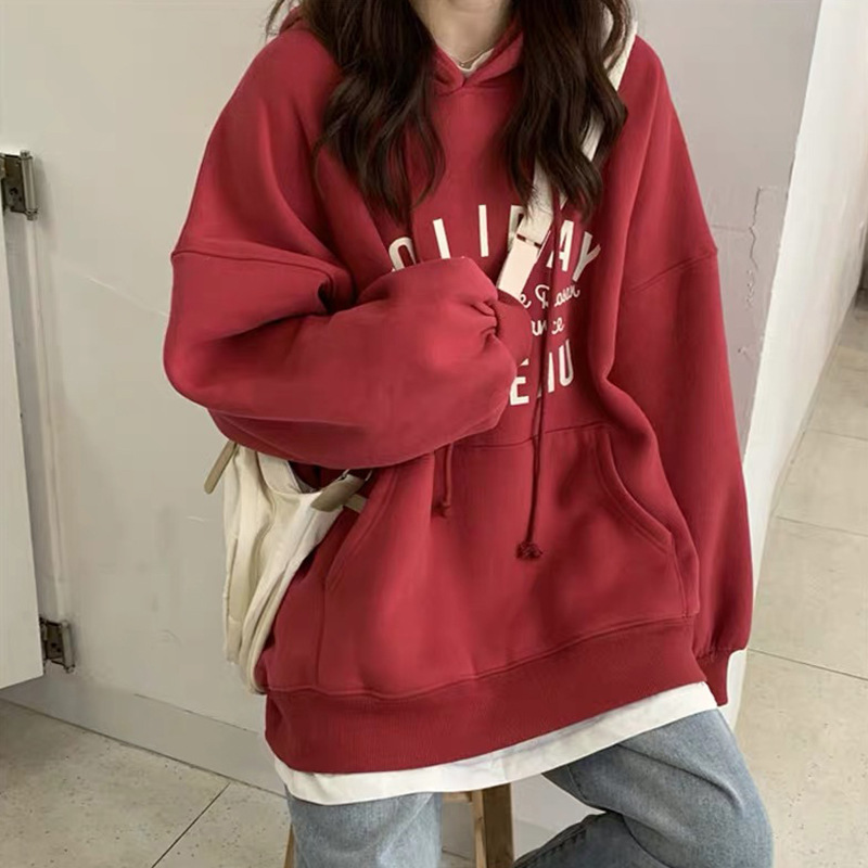 Sudadera fina con capucha para mujer, estilo primavera 2026, versión coreana holgada con capucha, estilo de celebridad de internet, venta al por mayor transfronteriza.