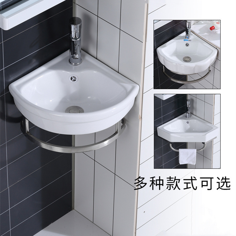 lavabo tipo pared lavabo cerámica esquina de pared triángulo pequeño tipo mini balcón lavabo en forma de ventilador para uso doméstico