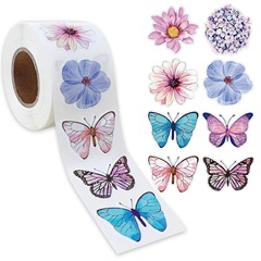 Amazon Assorted Shape Sticker Decor Gift Box Self-Adhesive Labels with Butterfly Floral Design