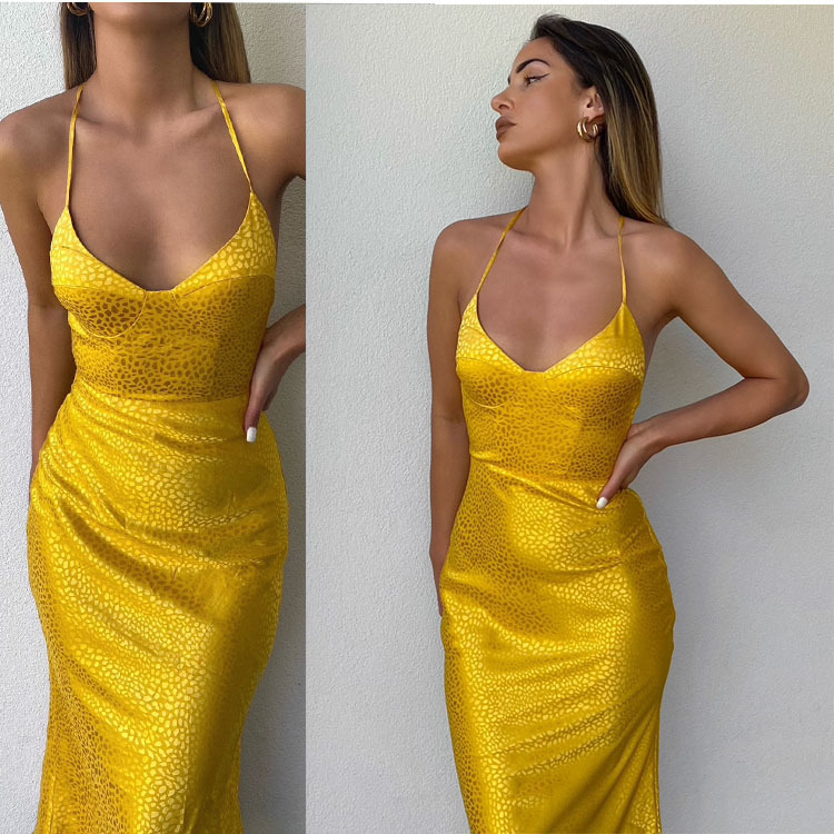 Abito donna sexy con scollo a v profondo e vita alta_voghion.com