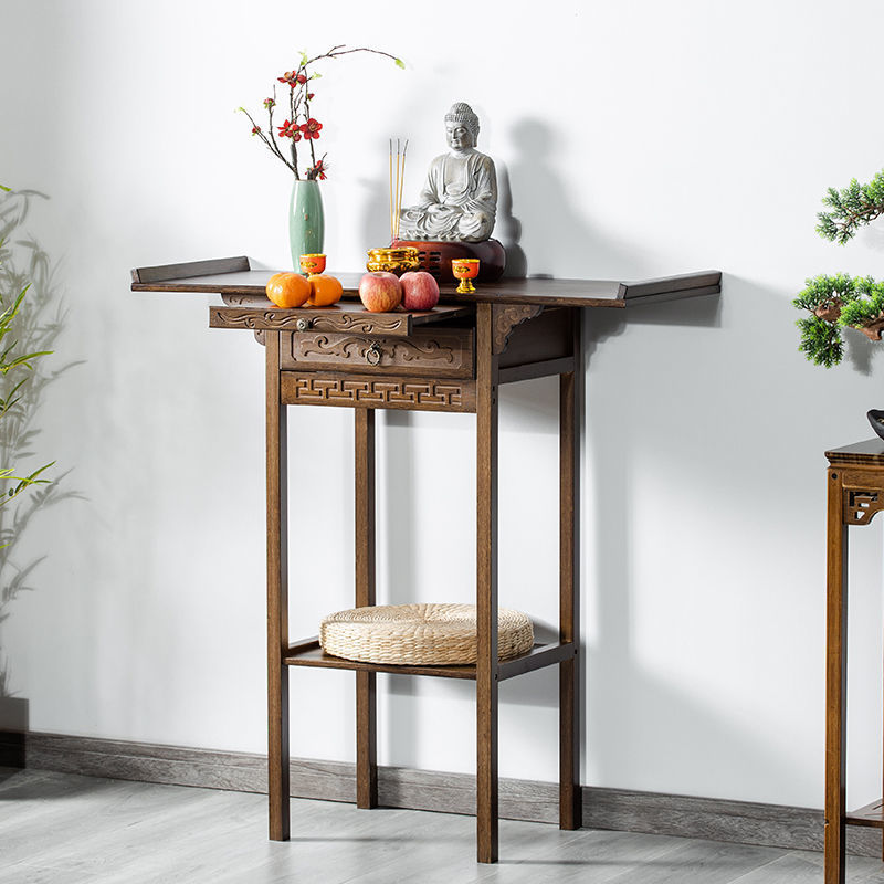 Small Chinese-Style Buddhist Altar for Home Use, Economic Shrine for Guan Gong, Offering Table for Bodhisattva and God of Wealth, Incense Table, Tribute Table